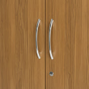 Wooden cabinet doors with silver handles