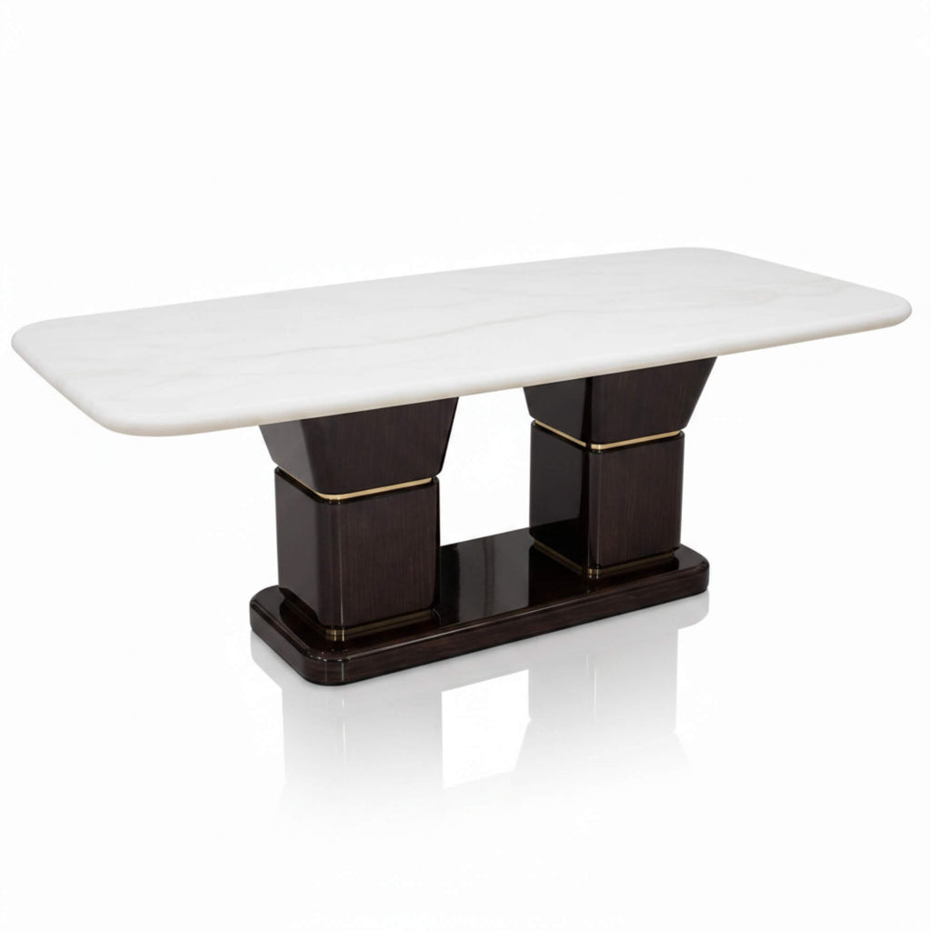 Spike Marble Table 6+1 Seater – Bold Geometry with Luxe Marble Appeal
