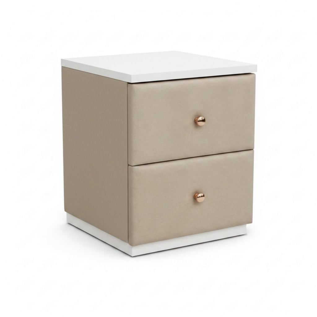 Fortune Night Stand – Compact Elegance with Upholstered Charm