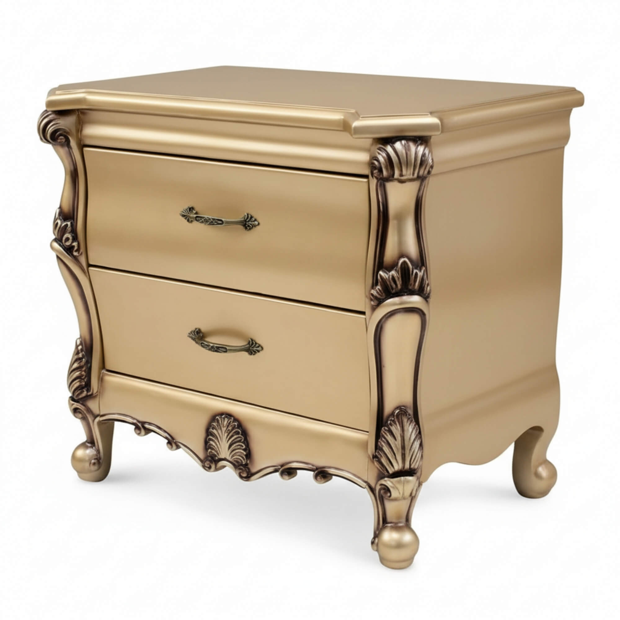 Harmony Night Stand- Elegant Curves with Luxe Gold Finish