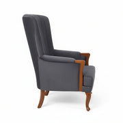 Joss Wing Chair – Modern Grey Fabric Wingback with Solid Wood Legs & Elegant Comfort