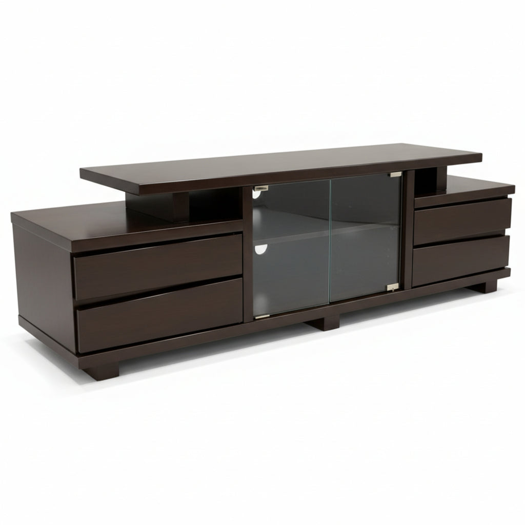 Oliver Entertainment Unit- Glossy Walnut Design with Spacious Modern Storage