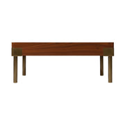 Reno Marble Coffee Table’s low clearance height and the symmetry of its legs and wooden frame are elegantly presented.