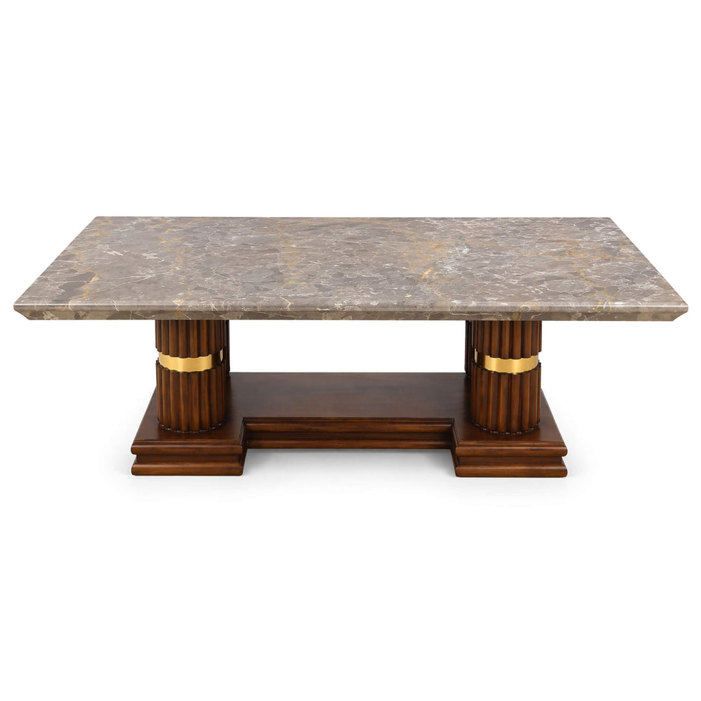 Lozenge Marble Coffee Table – Sculpted Elegance with Timeless Detailing