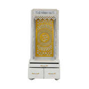 Golden Om Temple - Wooden Pooja Mandir with Storage