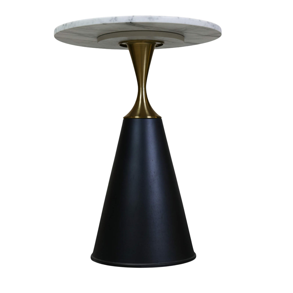 C815 End Table  Round Marble-Finish Side Table with Gold Accent