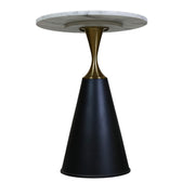 C815 End Table  Round Marble-Finish Side Table with Gold Accent