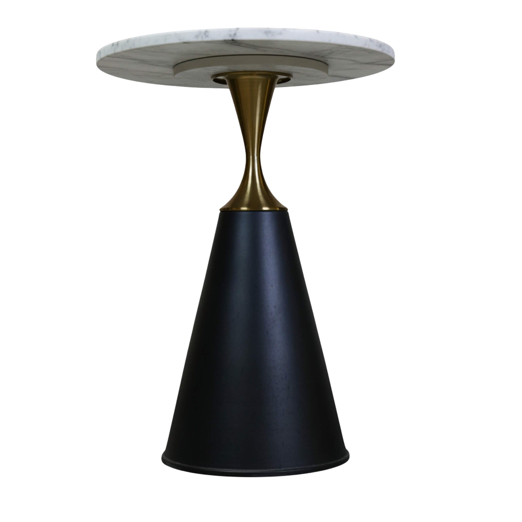C815 End Table  Round Marble-Finish Side Table with Gold Accent