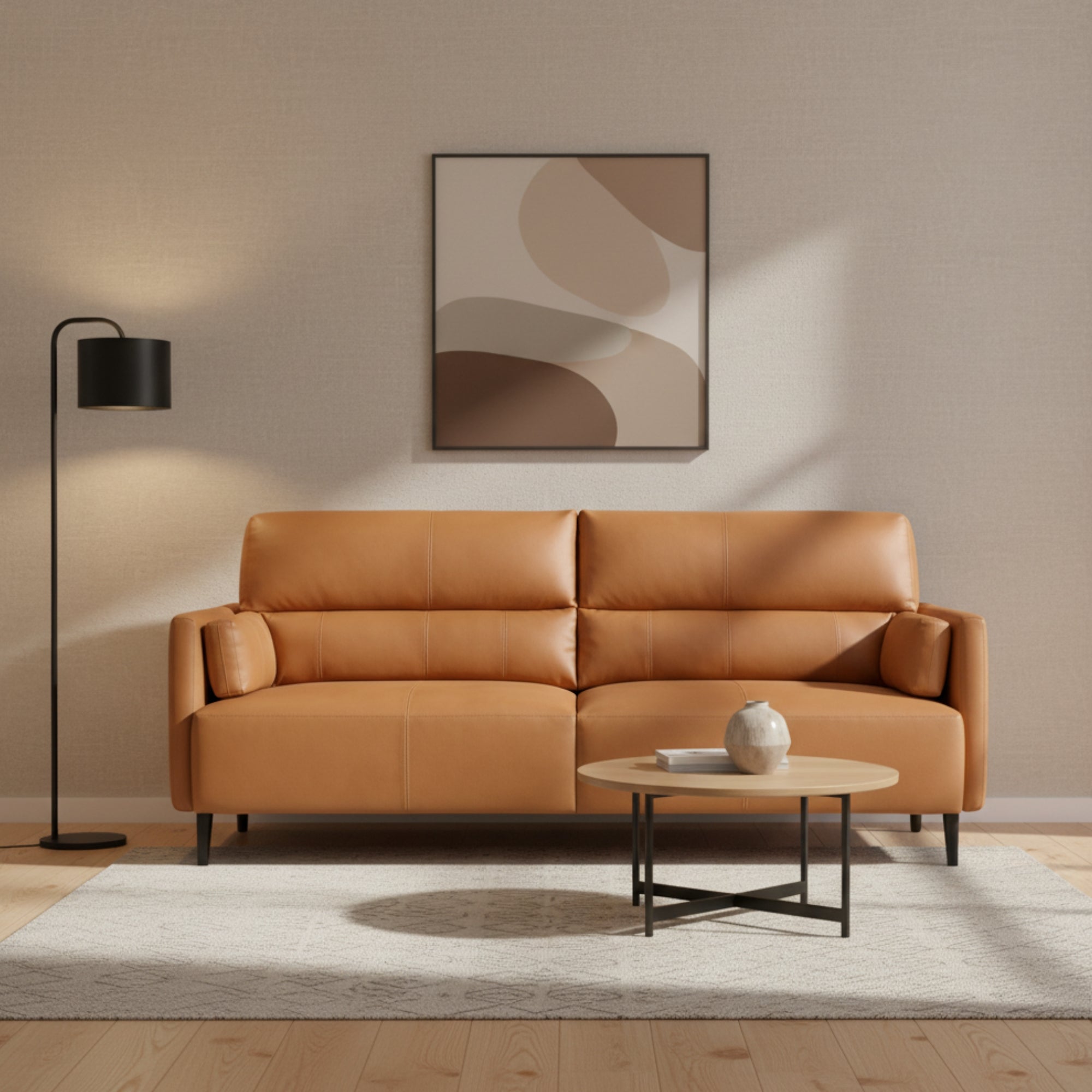 Salone 2-Seater Leather Sofa - Luxury Mustard Leather Sofa for Stylish Living Rooms