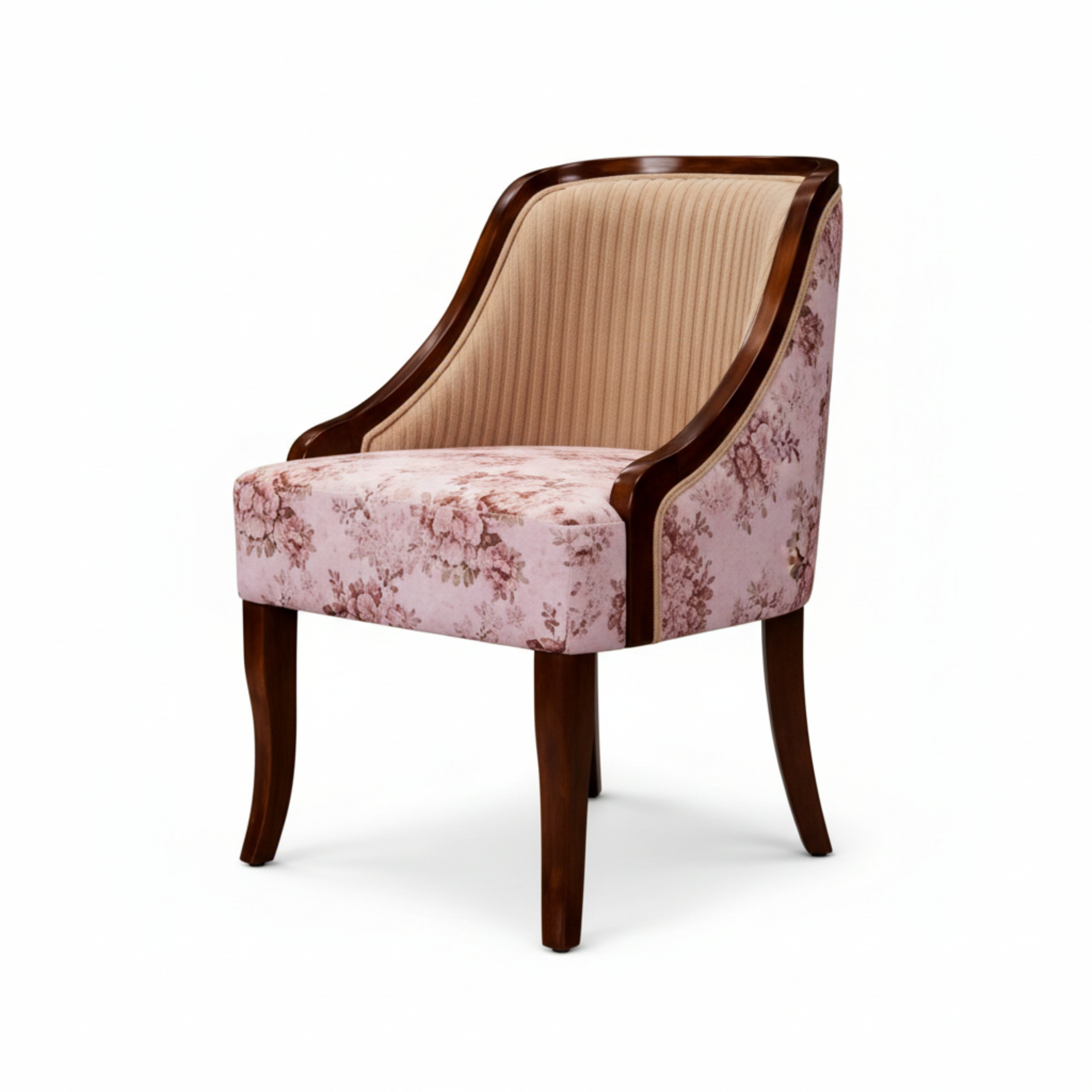 Decorative armchair with floral pattern on a white background