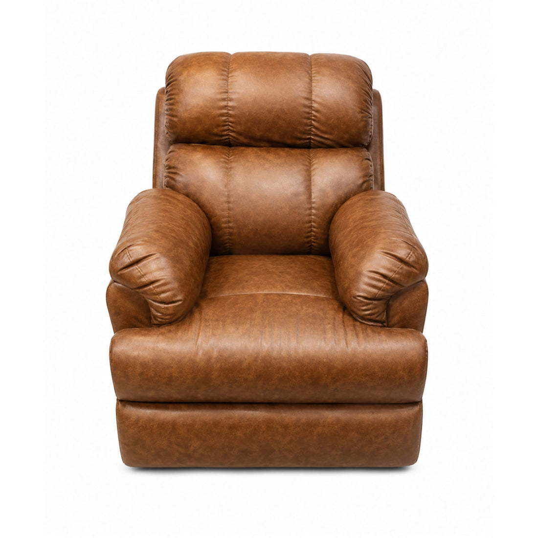 Front view of tan-brown power recliner chair | qivly:v1:h:635c36120a6fdb6b8fbb83a196b8e4de