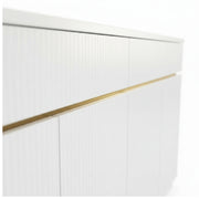 White blind with a gold rod on a white background