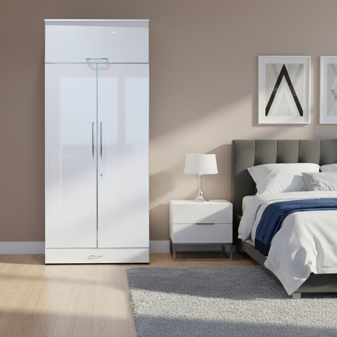 Archer 2 Door Wardrobe â€“ Sleek, Secure & Space-Smart Storage