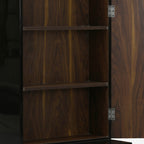 Pacific Dressing Table’s rich, dark wood grain of the shelves and the sturdy metallic hinges showcase its elegance and sturdiness.