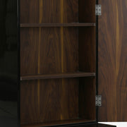 Pacific Dressing Table’s rich, dark wood grain of the shelves and the sturdy metallic hinges showcase its elegance and sturdiness.