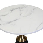 C815 End Table  Round Marble-Finish Side Table with Gold Accent