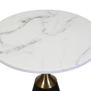 C815 End Table  Round Marble-Finish Side Table with Gold Accent