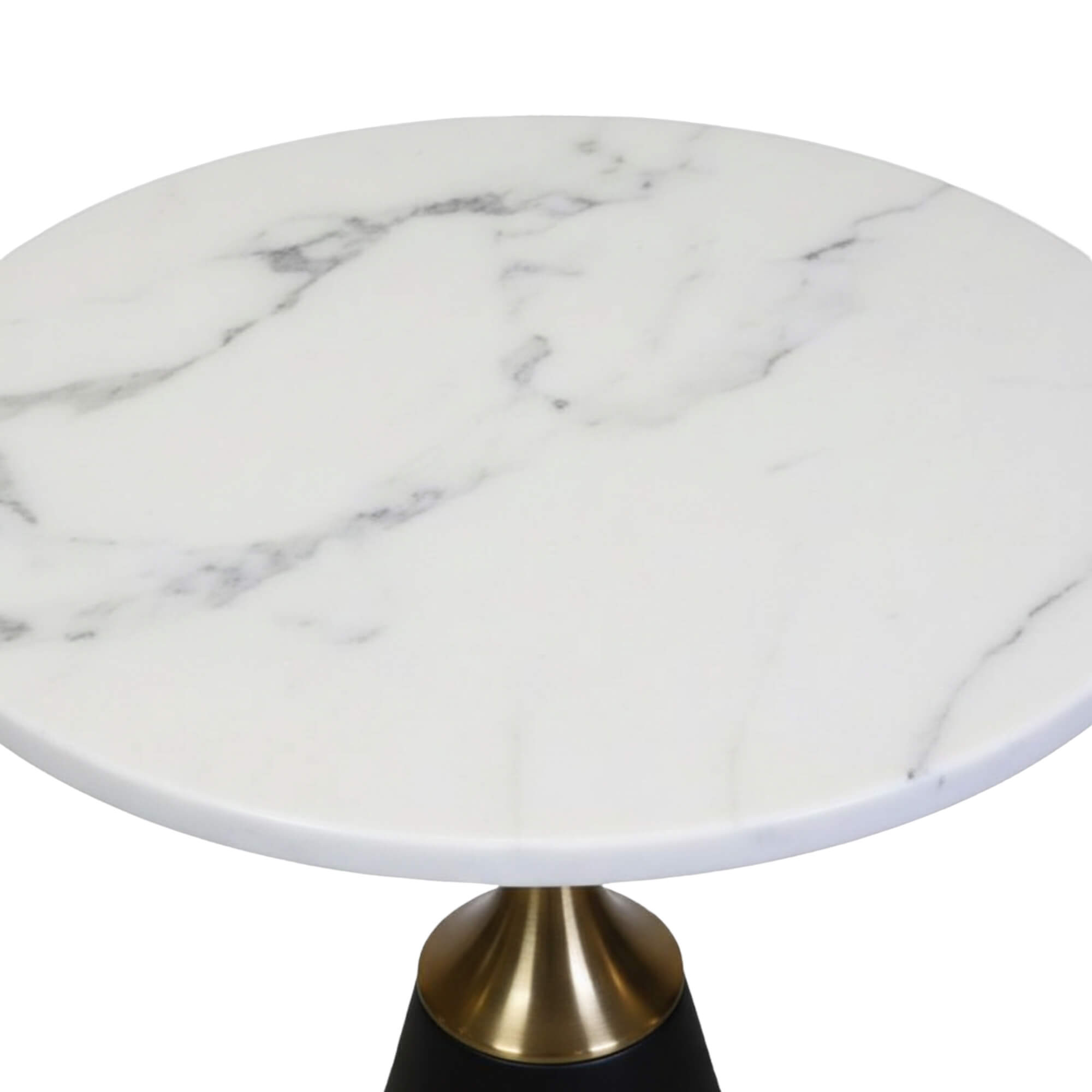 C815 End Table  Round Marble-Finish Side Table with Gold Accent