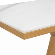 Cross Console Table CT10  Metallic Console Table with Marble Top