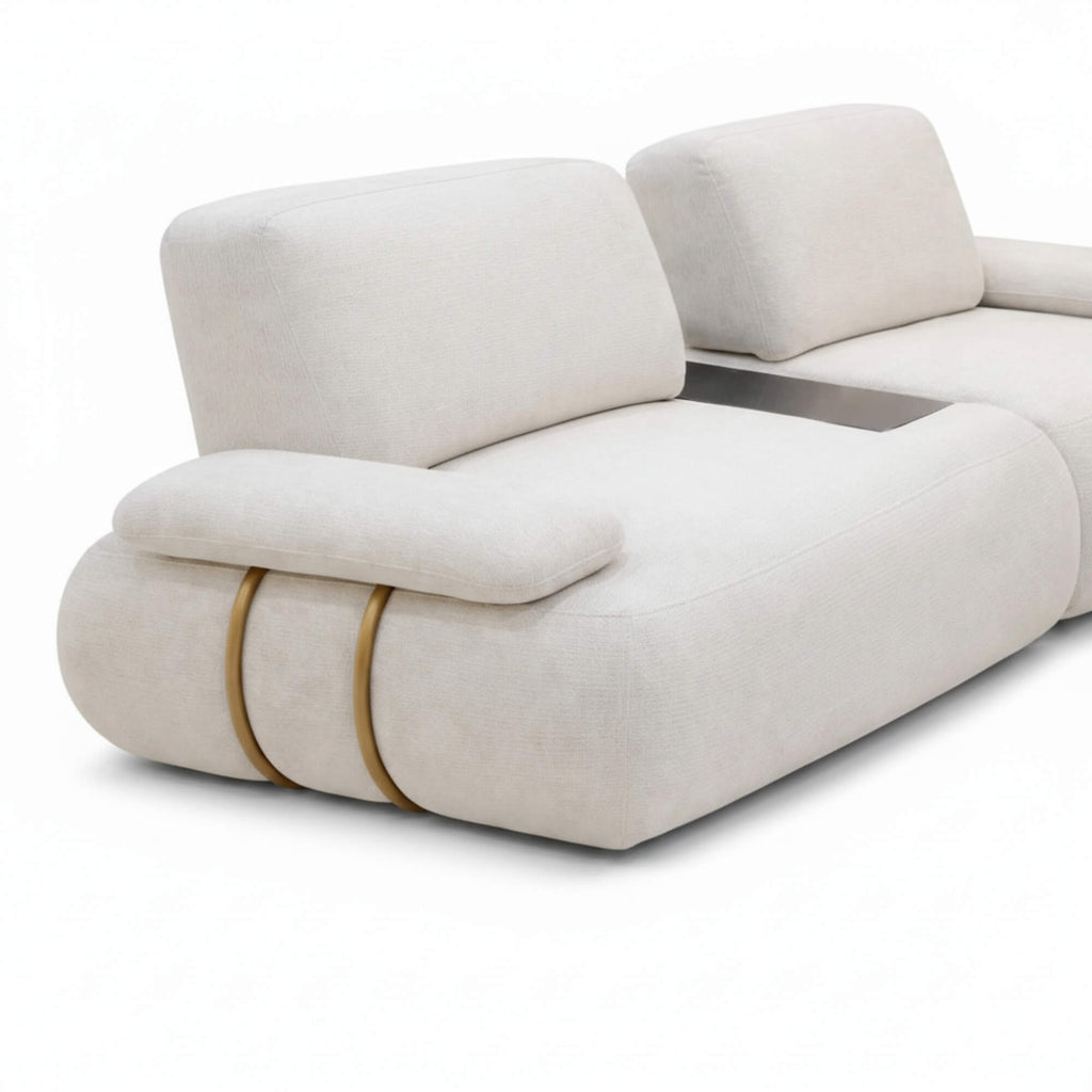 Soho 3 Seater Sofa- Modern Modular Design with Plush Cushions & Metallic Accent