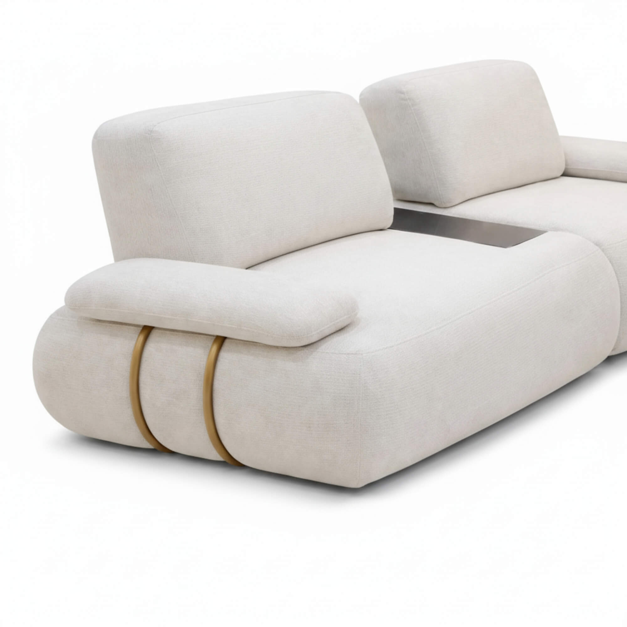 Soho 3 Seater Sofa- Modern Modular Design with Plush Cushions & Metallic Accent