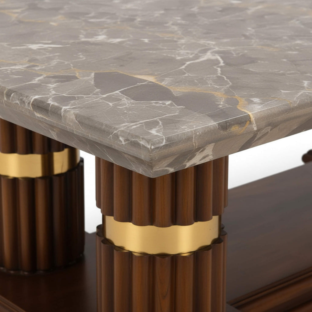 Lozenge Marble Coffee Table – Sculpted Elegance with Timeless Detailing
