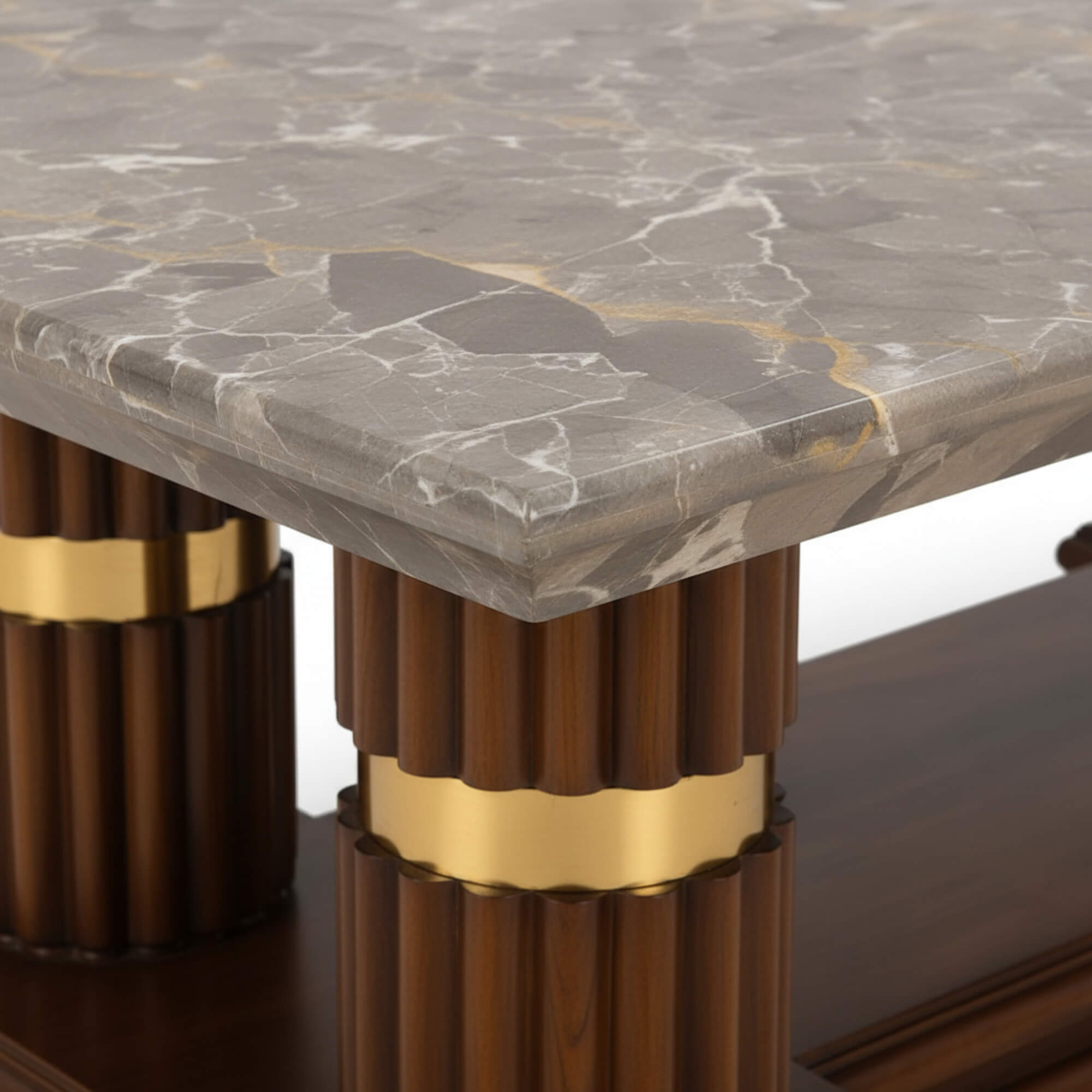 Lozenge Marble Coffee Table – Sculpted Elegance with Timeless Detailing