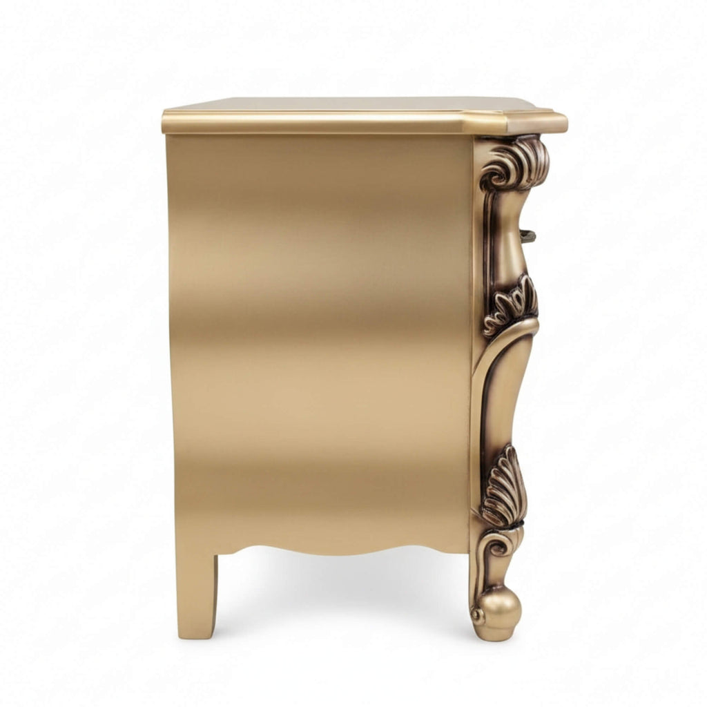 Harmony Night Stand- Elegant Curves with Luxe Gold Finish
