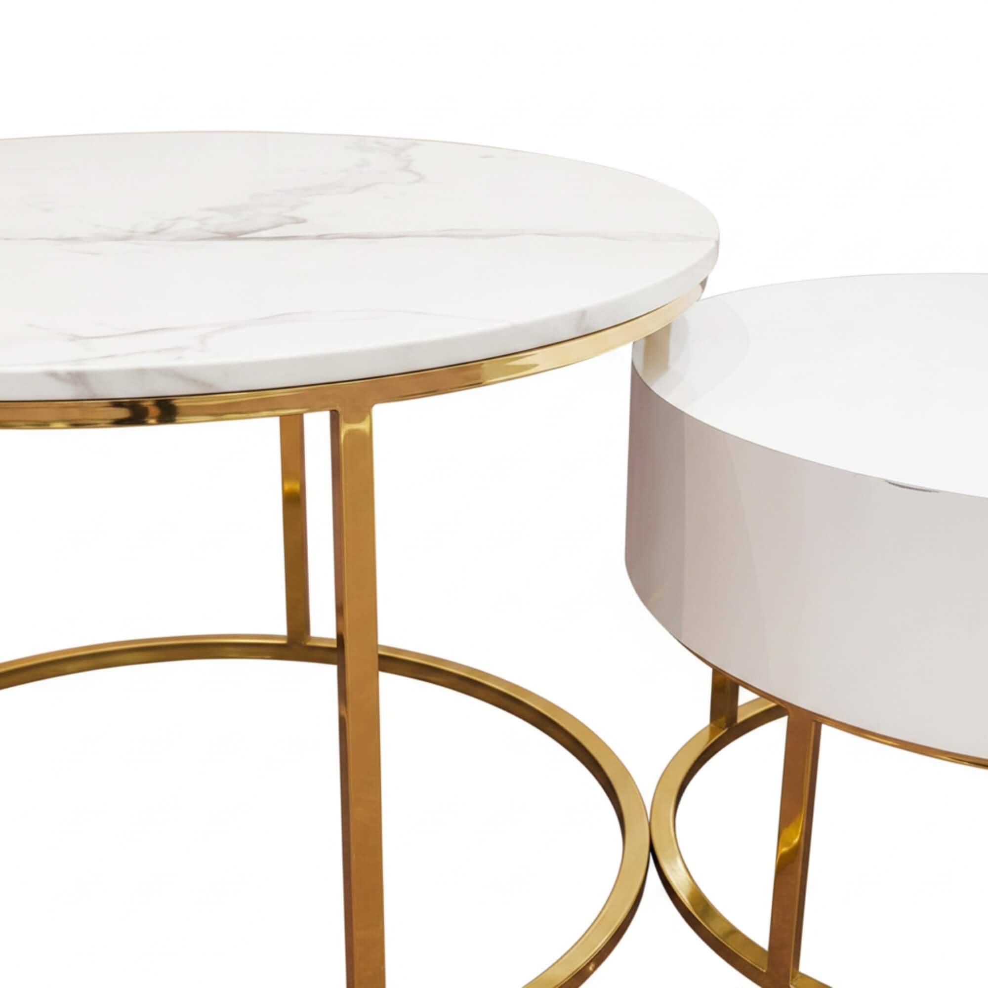 Corundum Marble Coffee Table A38 (Set of 2) – Modern Luxury with Nested Versatility