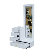 Vision Glossy White Dressing Table  Full-Length Vanity with Drawers & Shelves