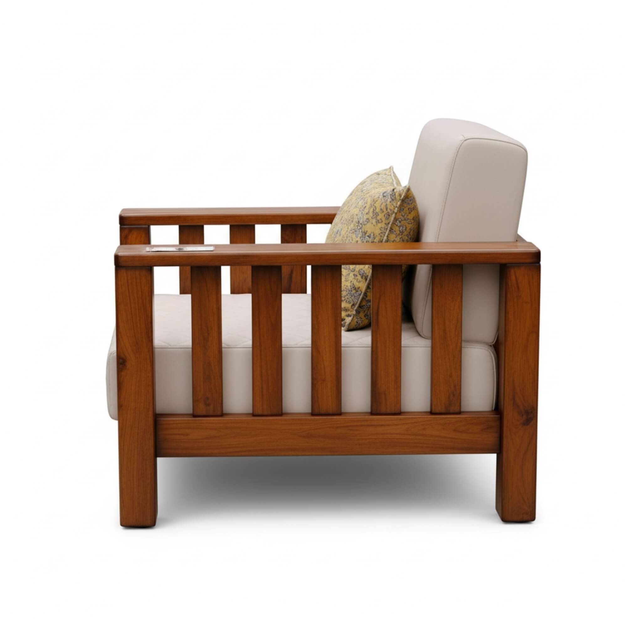 Nicco 1 Seater Sofa- Solid Wood Frame with Quilted Upholstery