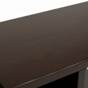 Dark brown wooden desk surface