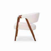 Conic Lobby Chair- Modern Beige Cotton Fabric Chair with Solid Wood Legs