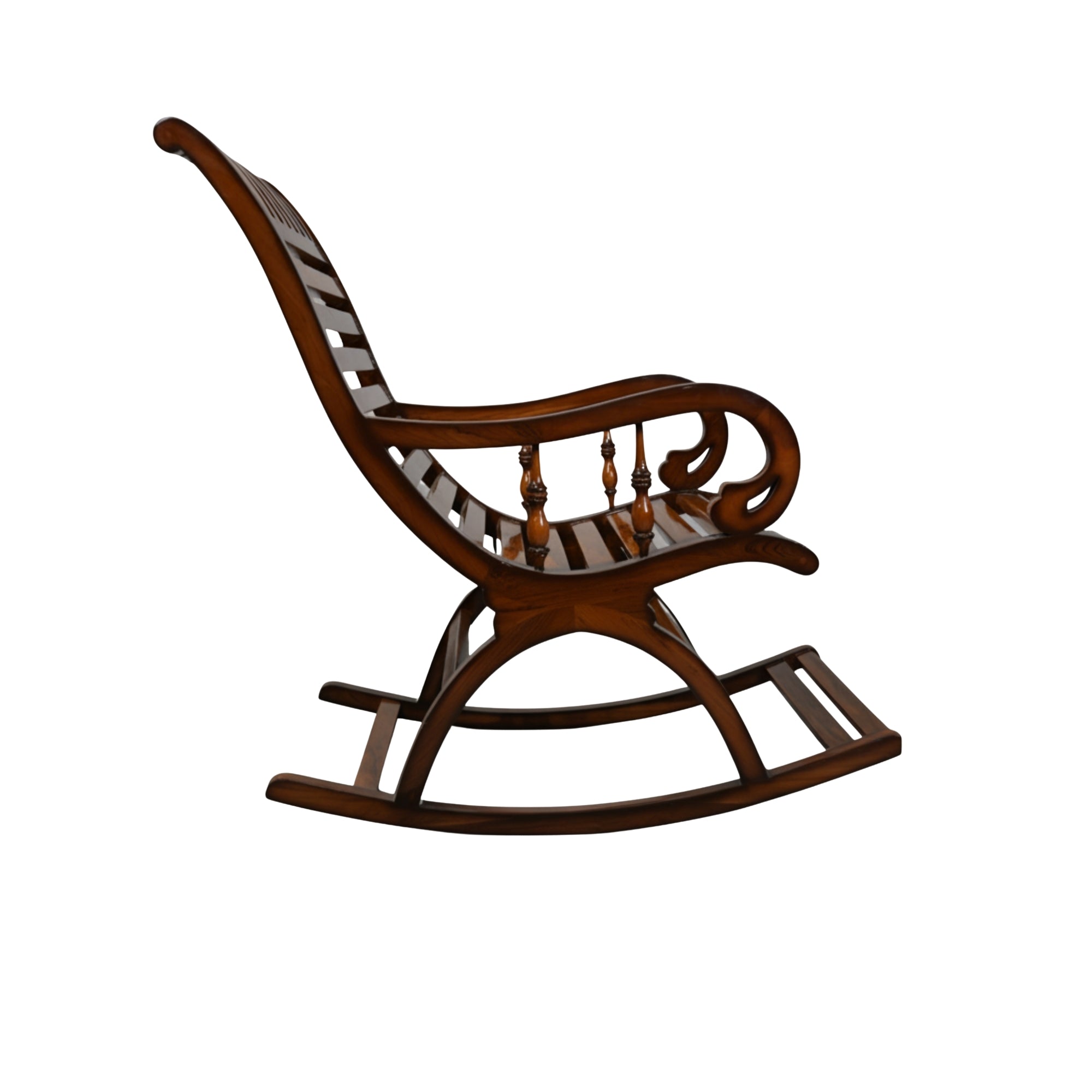 Stellar Solid Wood Rocking Chair - Walnut Gloss Finish
