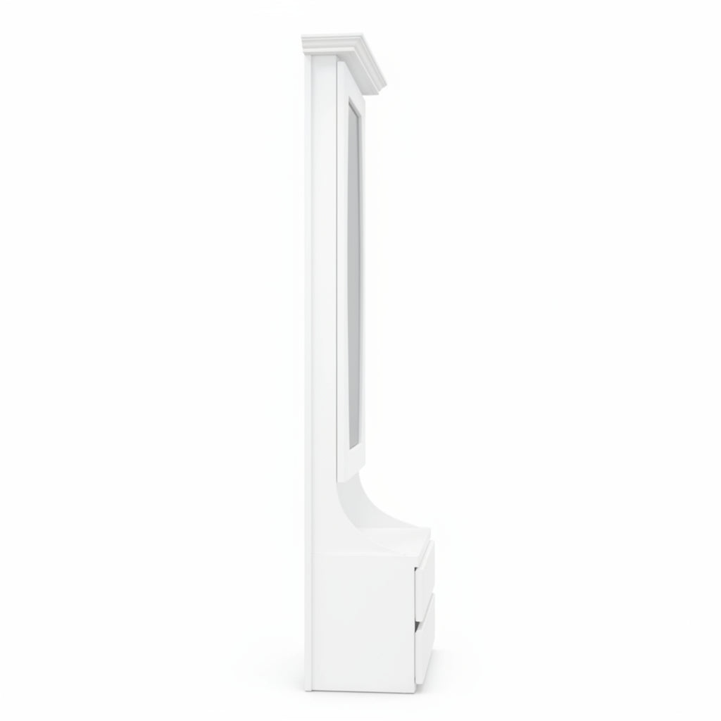 Pecon Dressing Table – Modern White Gloss Finish with Drawer Storage & Space-Saving Design