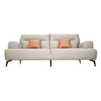 Compass Grey & Tan 3-Seater Fabric Sofa - Adjustable Backrest for Flexible Co