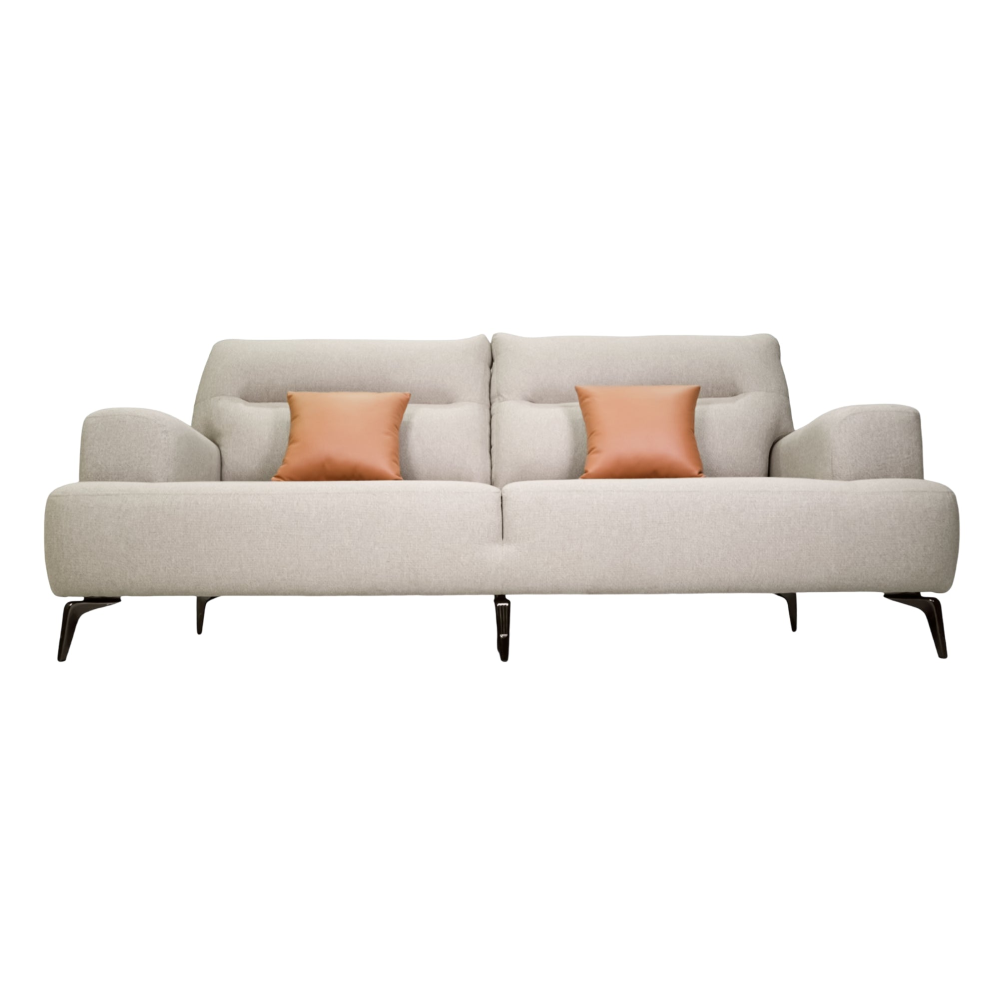 Compass Grey & Tan 3-Seater Fabric Sofa - Adjustable Backrest for Flexible Co