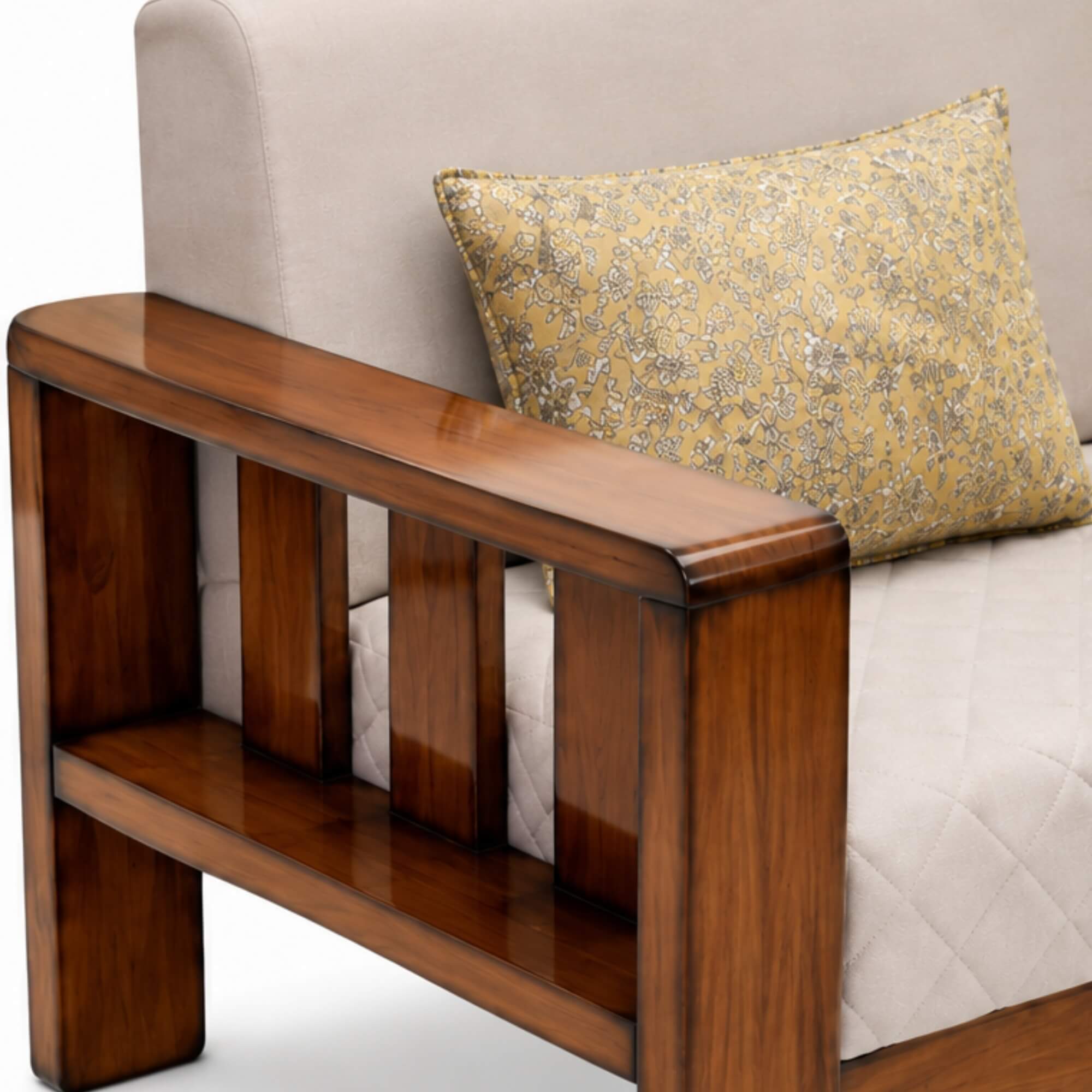 Nicco 3 Seater Sofa- Solid Wood Frame with Quilted Upholstery & Timeless Comfort