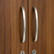 Wooden cabinet doors with metal handles