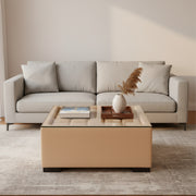 Gulf Modern Coffee Table â€“ Elegant Leatherette & Glass Design for Living Rooms