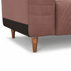 Brown sofa with wooden legs on a white background