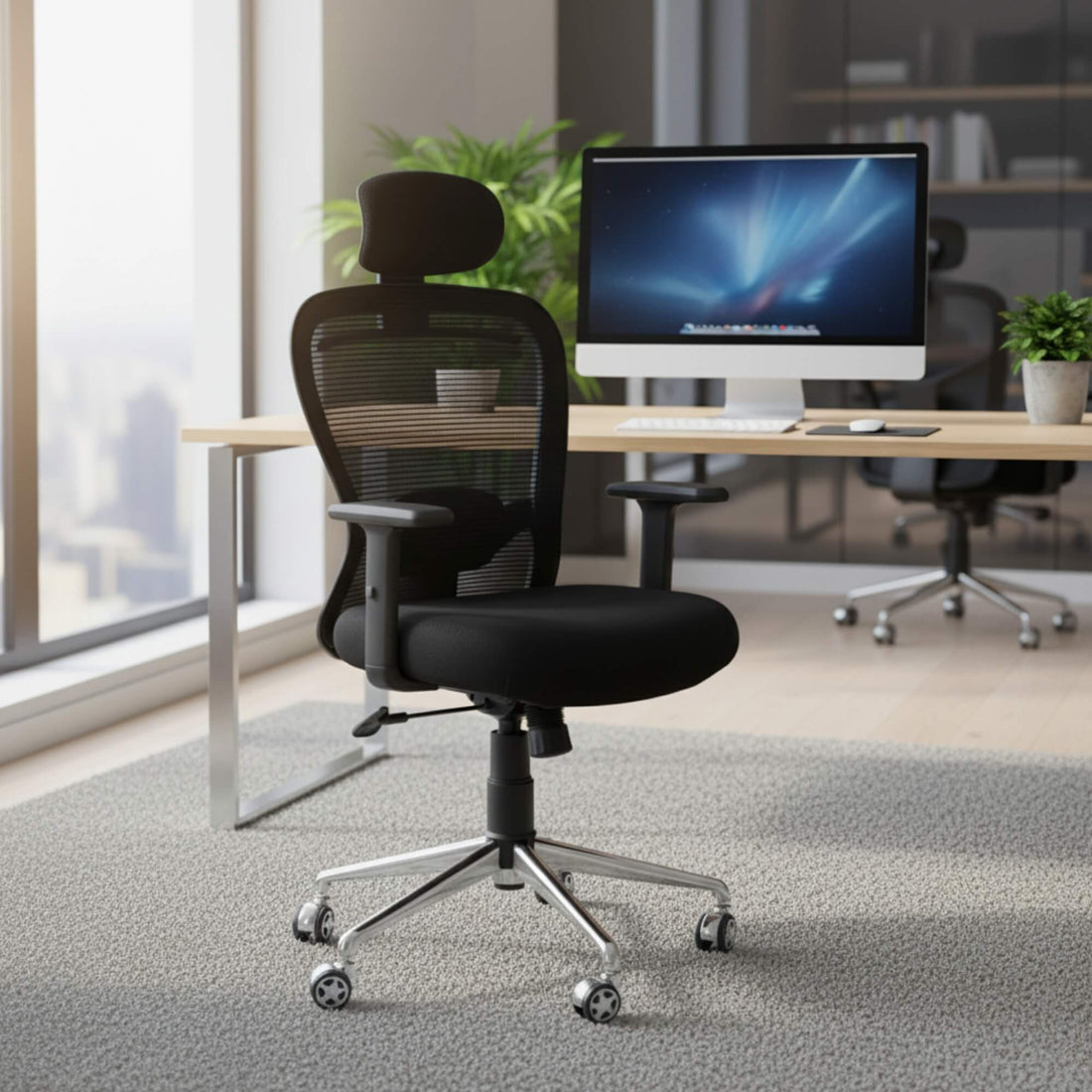 Eezy Office Chair 459A - Ergonomic Mesh Office Chair with SS Base
