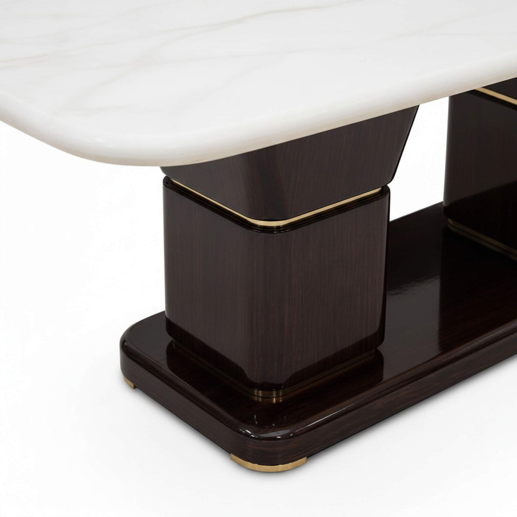 Spike Marble Table 6+1 Seater – Bold Geometry with Luxe Marble Appeal