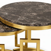 Optimus Nest of Table Set of 3  Marble & SS Chrome Nesting Coffee Tables