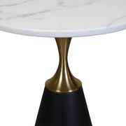C815 End Table  Round Marble-Finish Side Table with Gold Accent