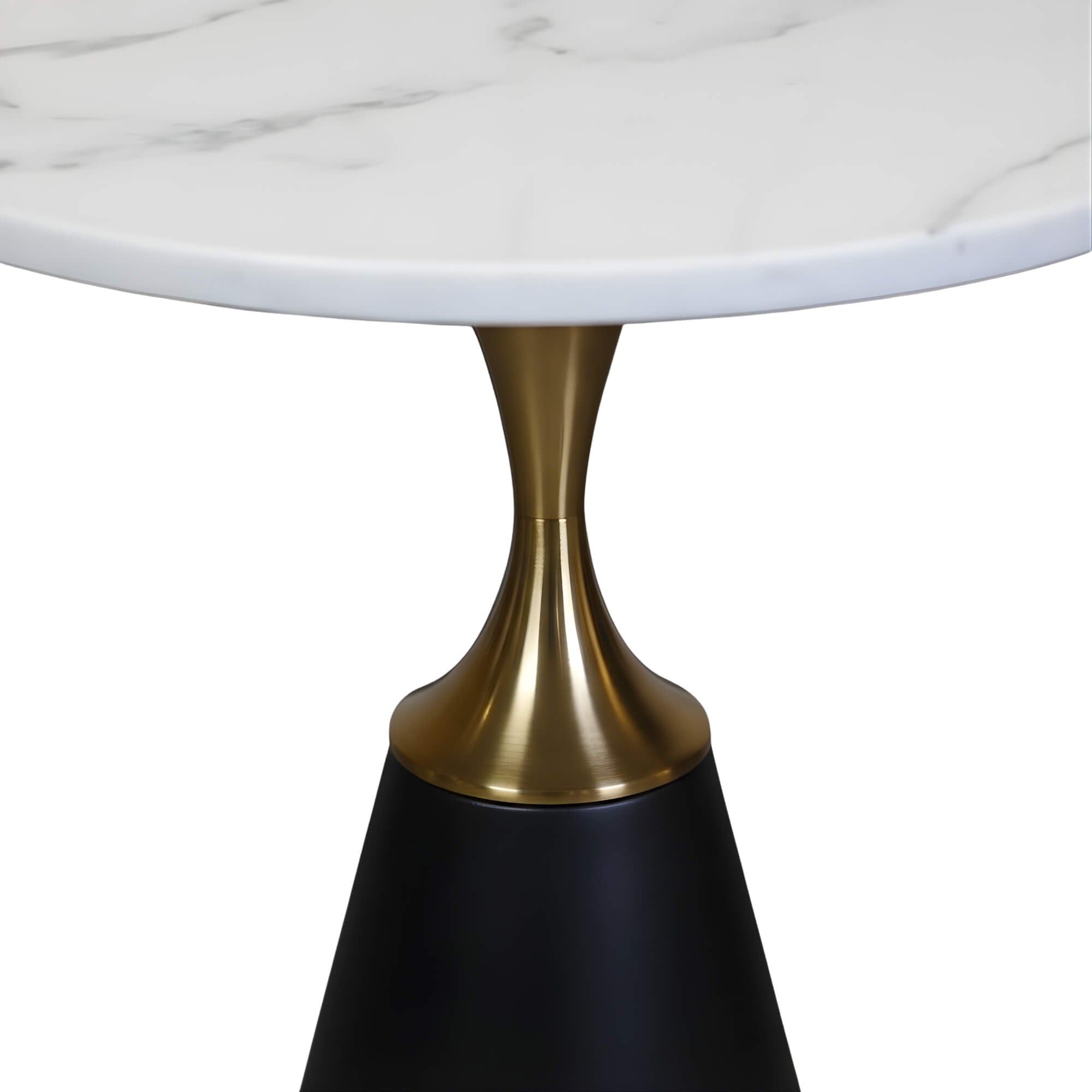 C815 End Table  Round Marble-Finish Side Table with Gold Accent