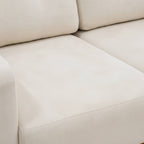Close-up of a beige sofa with a soft texture