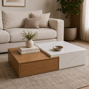 HJ71 Coffee Table Set Of 2- Modern Nested Center Tables with Dual-Finish Design