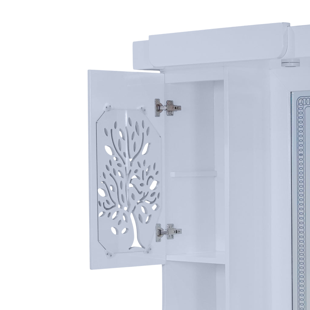 Floral Dressing Table  Glossy White Dressing Unit with Mirror & Storage