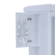 Floral Dressing Table  Glossy White Dressing Unit with Mirror & Storage